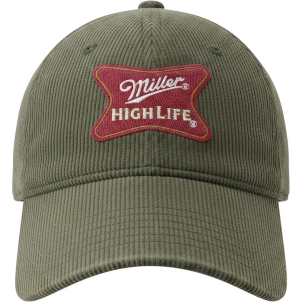Miller High Life Corduroy Strapback‎ Hat Olive Green Embroidered Logo OSFM